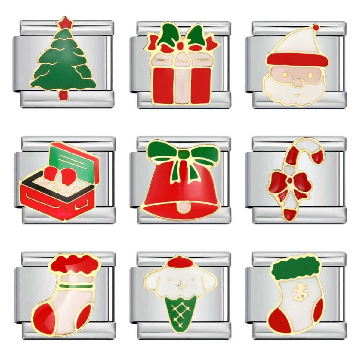 

Christmas Collection Italian Modular Bracelet DIY Stainless Steel Stretch Panel Strap Chain