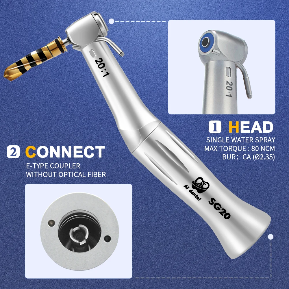 Dental Implant Surgery Handpiece Non-Optic 20:1 Reduction Speed Double System External Internal Cooling AI-SG20