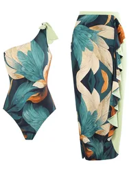 2024 costume da bagno monospalla e gonna lunga imbottito costumi da bagno Sexy costume da bagno donna nuoto estivo Beachwear body