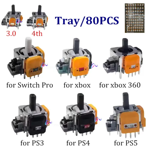 80 uds/bandeja 3,0 4ta versión para PS4 PS5 Hall Joystick 3D para controlador Xbox one módulo Sensor de palo analógico ThumbStick