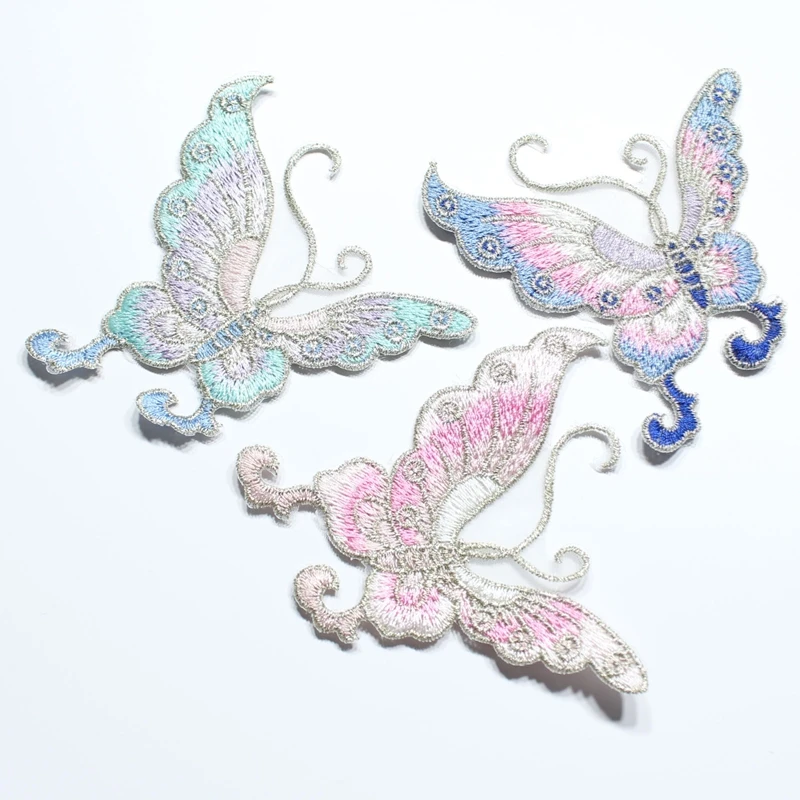 10 pieces of colorful knitted embroidered sequins hollowed out butterfly metal thread embroidered lace clothing accessories