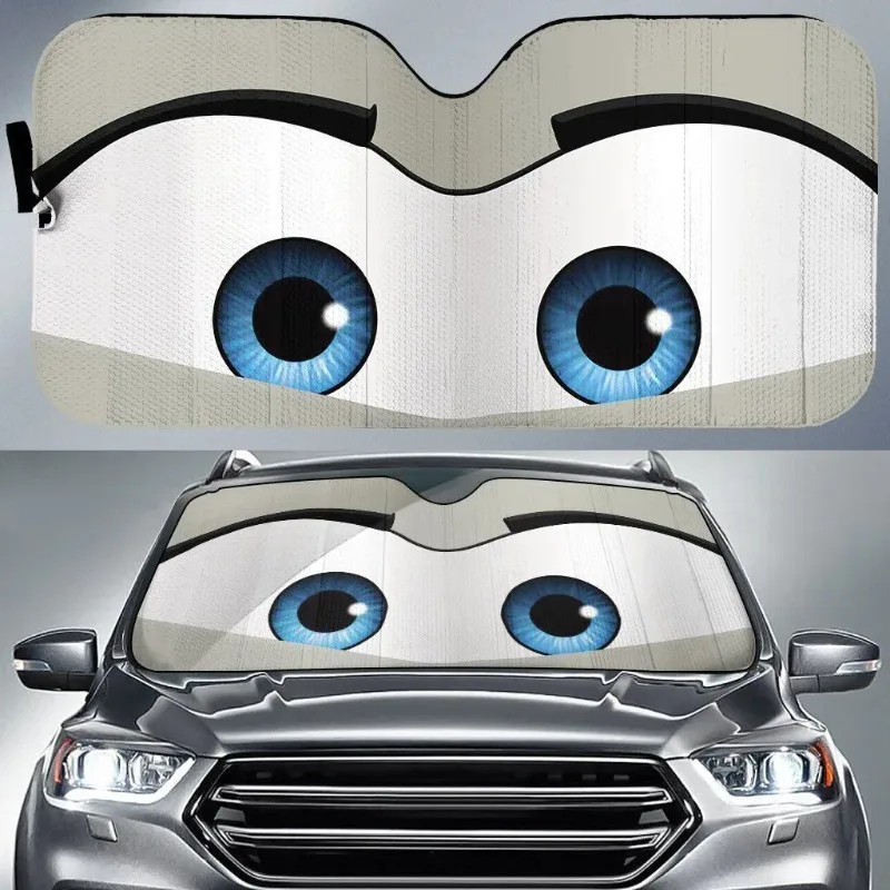 Sun Visor Car Front Windshield White Angry Eyes Sunshade Custom Accessories Gifts  Sun Shade Covers Front Windshield