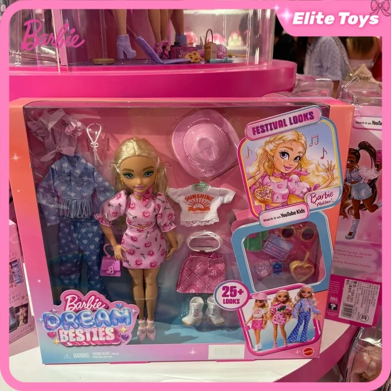 Barbie Dream Besties Series Fashionable Princess Dress-Up Doll Set Festival Looks Multiple Accessories Girls Toy Gift Playset