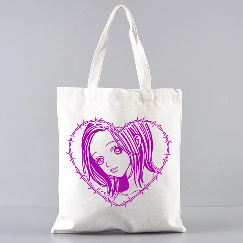 Black Stones NANA Osaki Anime Ladies Shoulder Bags Printed Tote Bags Casual Foldable Shopping Bag Linen Bag Outdoor Beach Bag