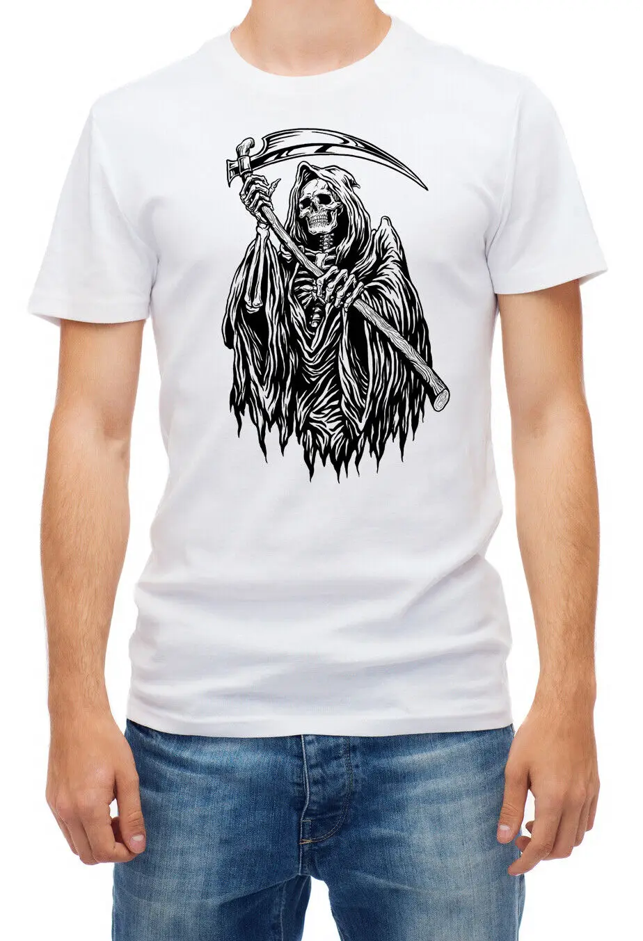 

Grim reaper skeleton Short Sleeve White Men's t Shirt K1013