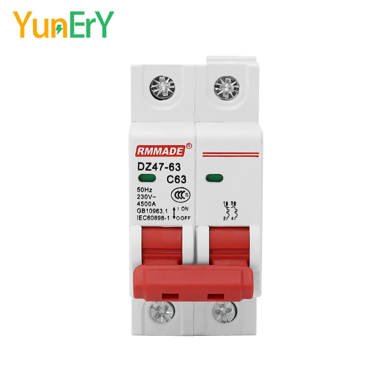 Din Rail DZ47-63 AC 230V-400V 1P 2P 3P 4P MCB 6A 10A 16A 20A 25A 32A 40A 50A 63A 80A 100A 125A Mini Circuit Breaker Air Switch