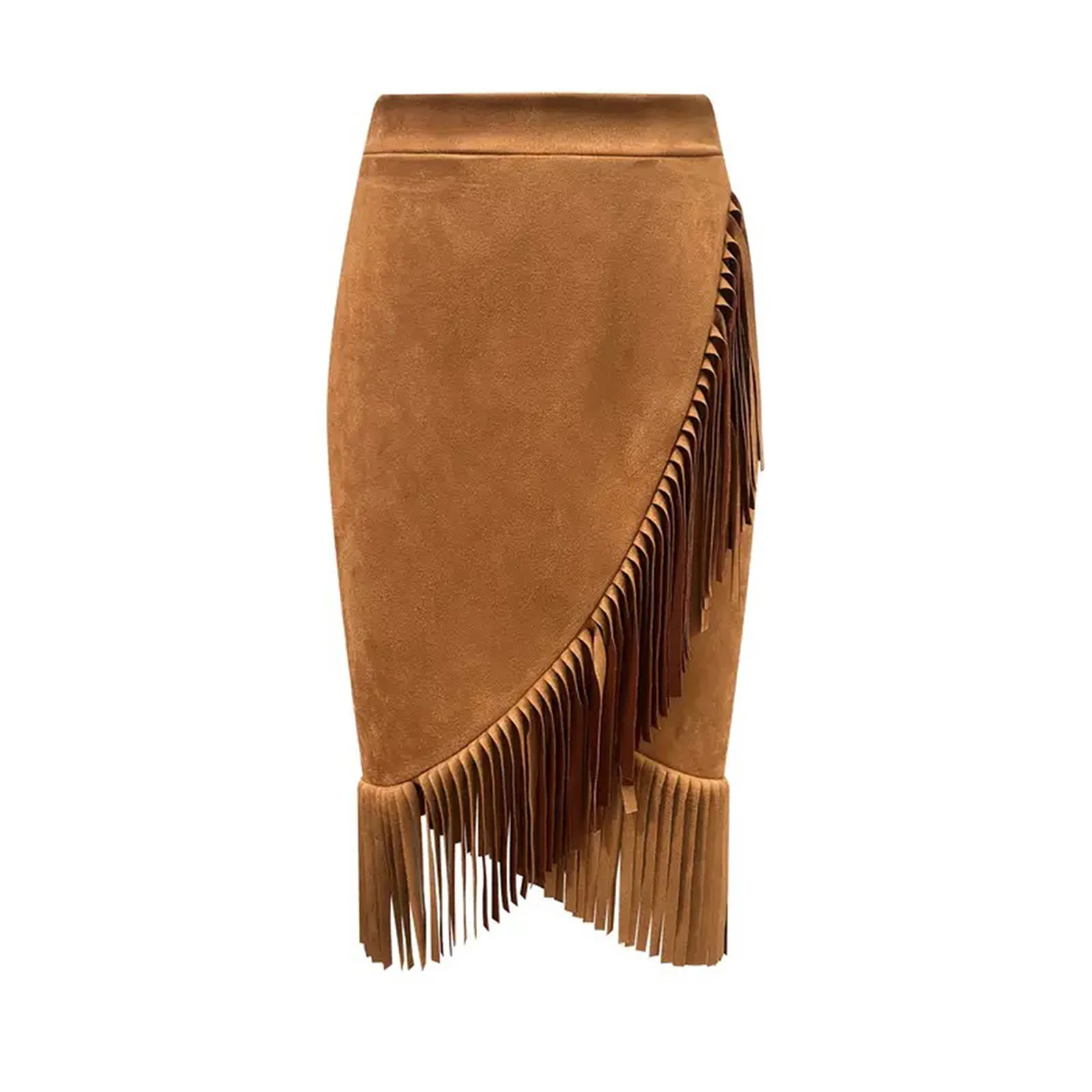 أزياء المرأة خمر راعية البقر شرابة تنّورة مجسّمة هامش التفاف هيم الجانب سستة فو الجلد المدبوغ Bodycon تنورة ل نادي حزب الشارع الشهير #4