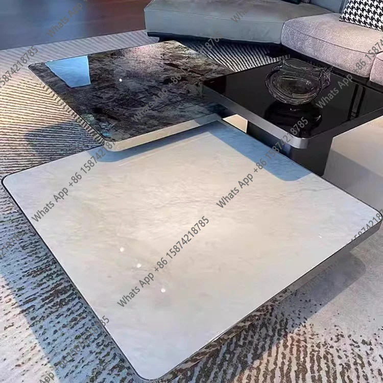Blue jadeite luxury stone coffee table designer marble Italian minimalist natural luxury stone rectangular corner group