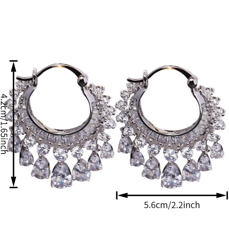 Luxury Romantic Tassel Dangle Earrings for Women Crystal/Colorful CZ Wedding Party Boho Female Drop Earrings Trendy Jewelry Gift view 6