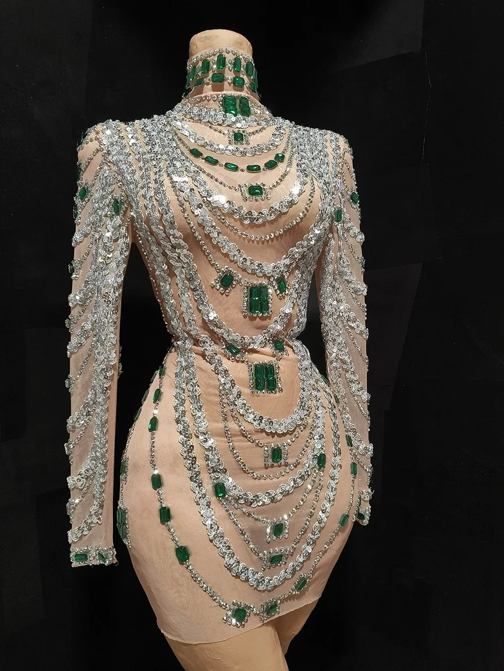 mini-robe-transparente-en-maille-pour-femmes-manches-longues-soiree-d'anniversaire-sexy-discotheque-bar-scene-costume-de-luxe-diamants-scintillants