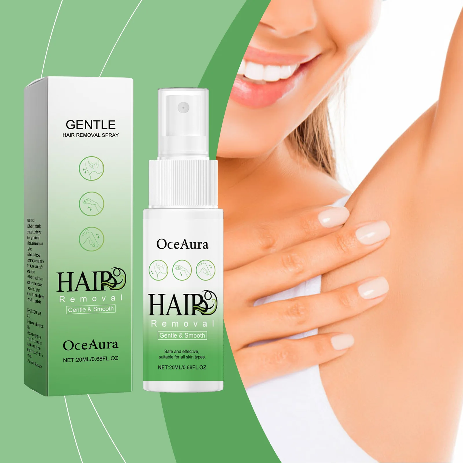 رذاذ إزالة الشعر السريع غير المؤلم مثبط نمو الشعر الذراع الإبط الساق مزيل الشعر الدائم للرجال النساء إصلاح الرعاية