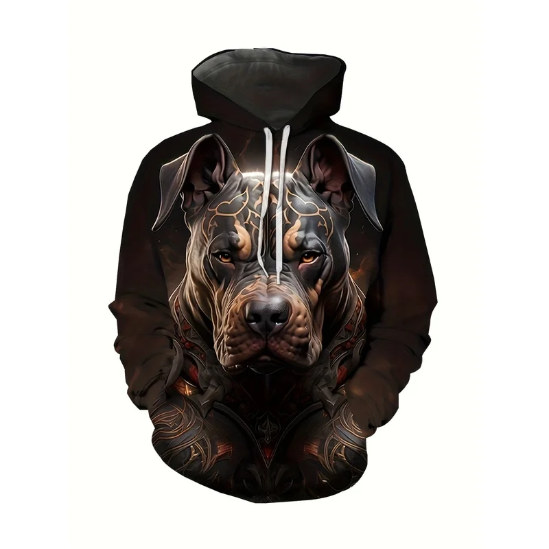 New Men's Plus Size 3D Dog Print Hoodie Cool Creative Fashion Pullover Casual Daily Street Style Comfortable Men's Top Hoodie