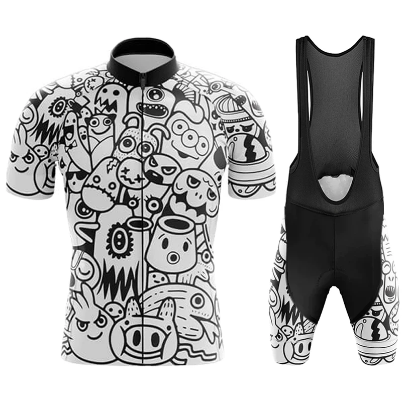 

Skull Male Cycling Set Men's Outfit Sports Jersey Clothing Man Cycle Spring Summer Uniform Pants Gel Team Laser Cut Bib Complete