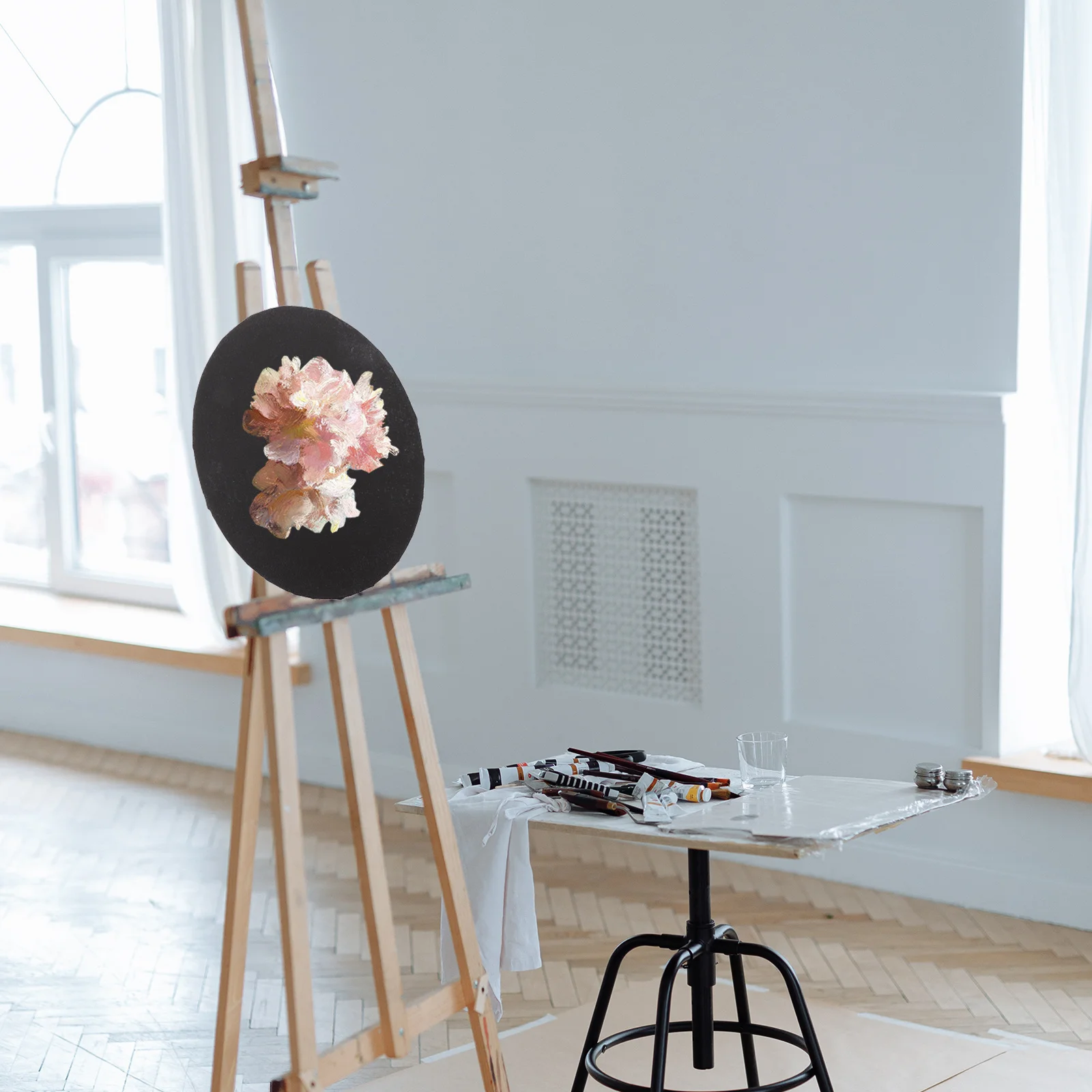 

1Pcs Oil Painting Canvas Black Cotton Stretched Frame DIY Art Panel Professional High Tension Canvas for Creativity