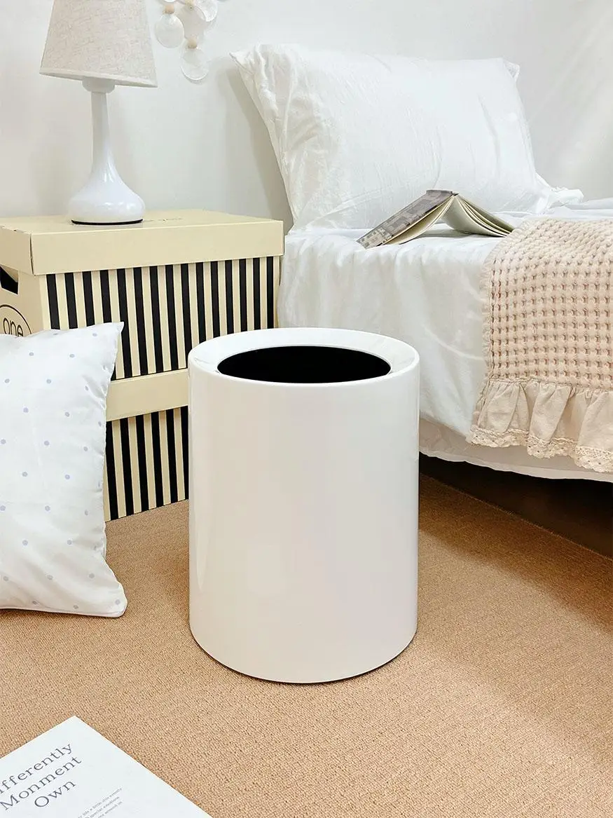 

Large Capaci Covered Tra Can for Home Use Living Room Batoom Bedroom Kitchen Non-Covered Paper Basket round ape Plastic