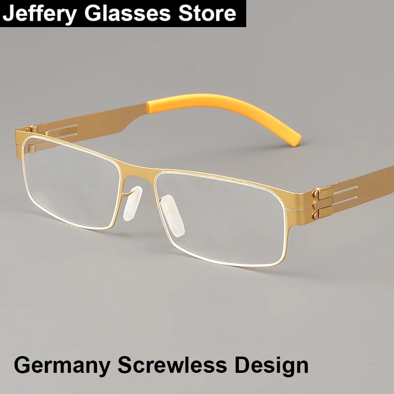 2024 Men Stainless Steel Glasses Square Frame Men Germany Brand Design Peter C Eyeglasses Ultralight Business Reading Spectacle