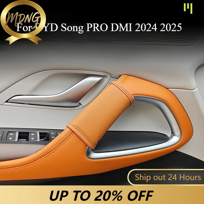 New Inner Pull Gloves Door Handles Tumbled leather Handles Inner Armrest Protection Interior For BYD Song PRO DMI 2024 2025