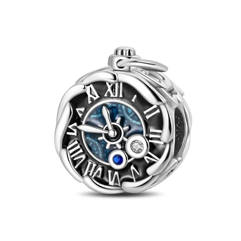 Vintage Clock And Heart Shape Pendants 925 Silver Charm Bead Fit 3mm Original Bracelet Necklace Womens DIY Fine Jewelry Gift Hot