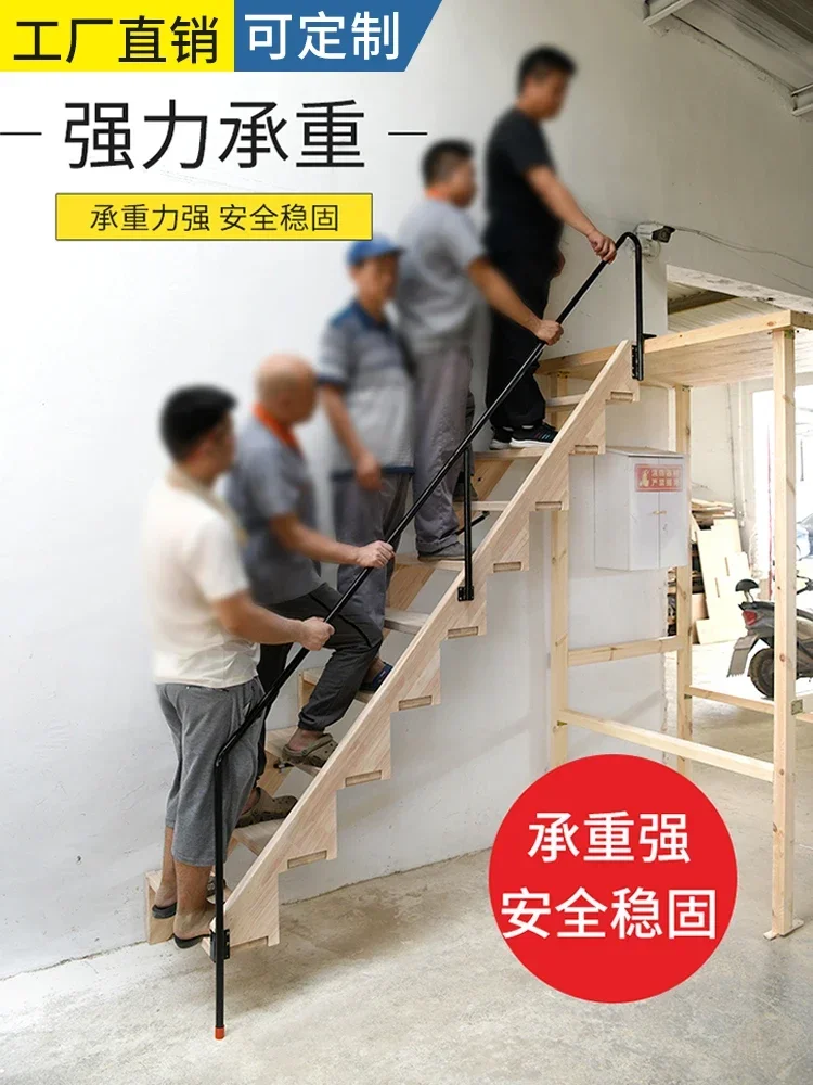 سلالم غير مرئية سلم تلسكوبي متعدد الوظائف من الحائط إلى الجدار سلم قابل للطي درابزين علوي سلالم خشبية المشاهير على الإنترنت la #4