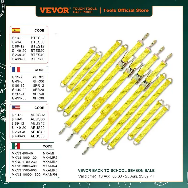 VEVOR 4000 lbs Capacity Ratchet Tie Down Straps 2