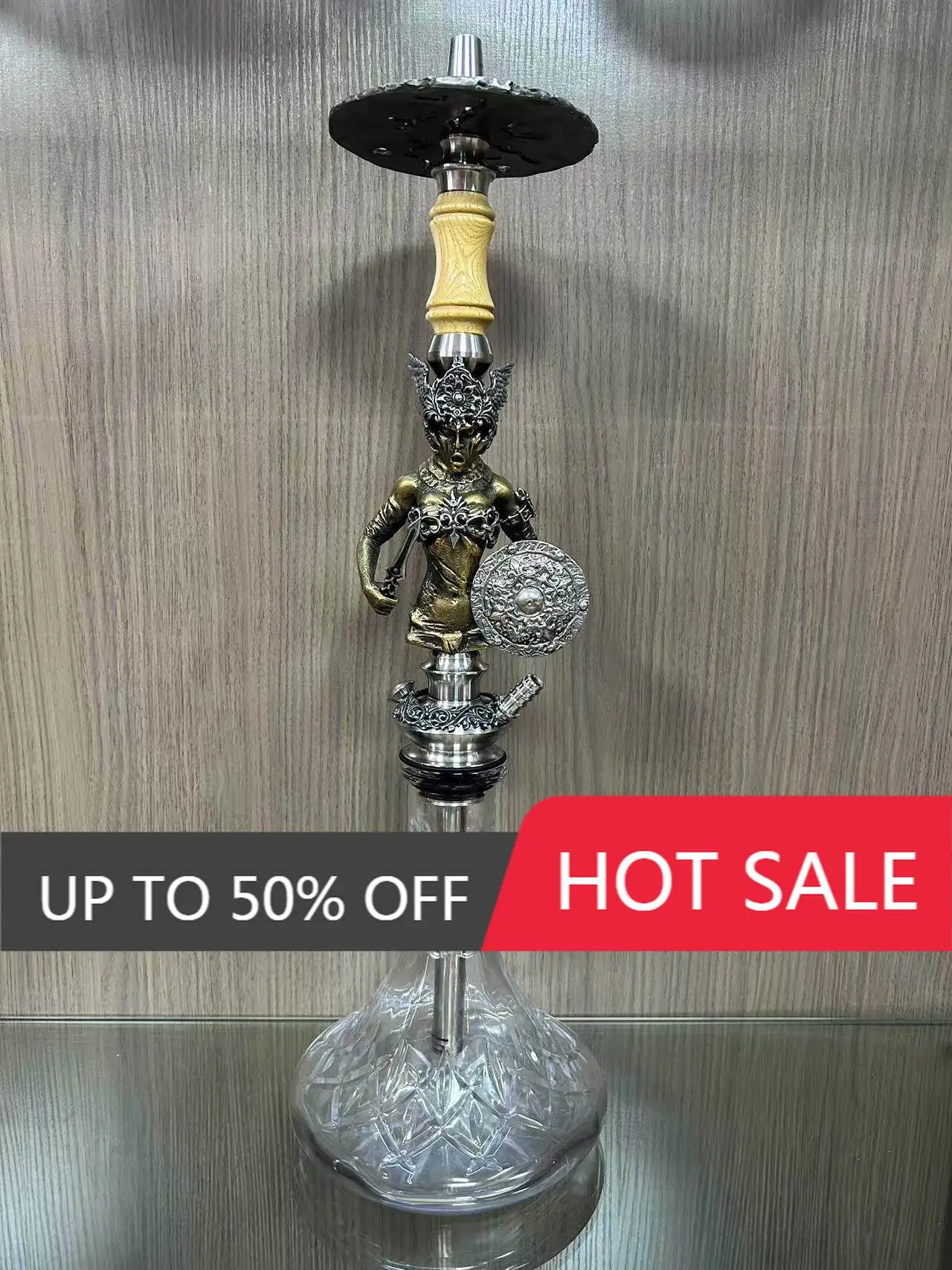 Maklaud Cold Golda Hookah Shisha Set High Quality 304 Stainless Steel Large Hookah With Glass Bottle Single Pipe