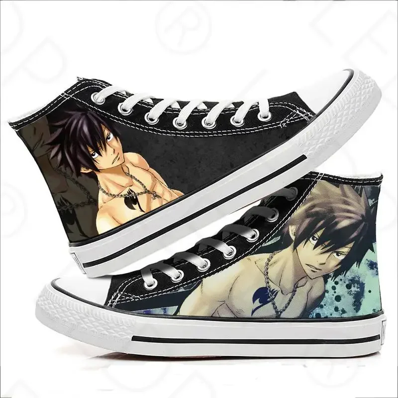 Anime Fairy Tail  Print Canvas Shoes Etherious • Natsu • Dragneel Cosplay Costume High Top Sneakers Casual Shoes Fashion