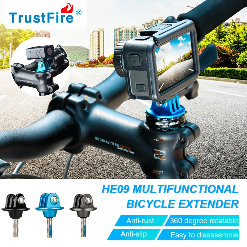 TrustFire HE09 Bicycle Front Light Holder Topcap Gopro Sport Camera Mount D2R Bike Headlight LED Front Mount Aluminum Alloy