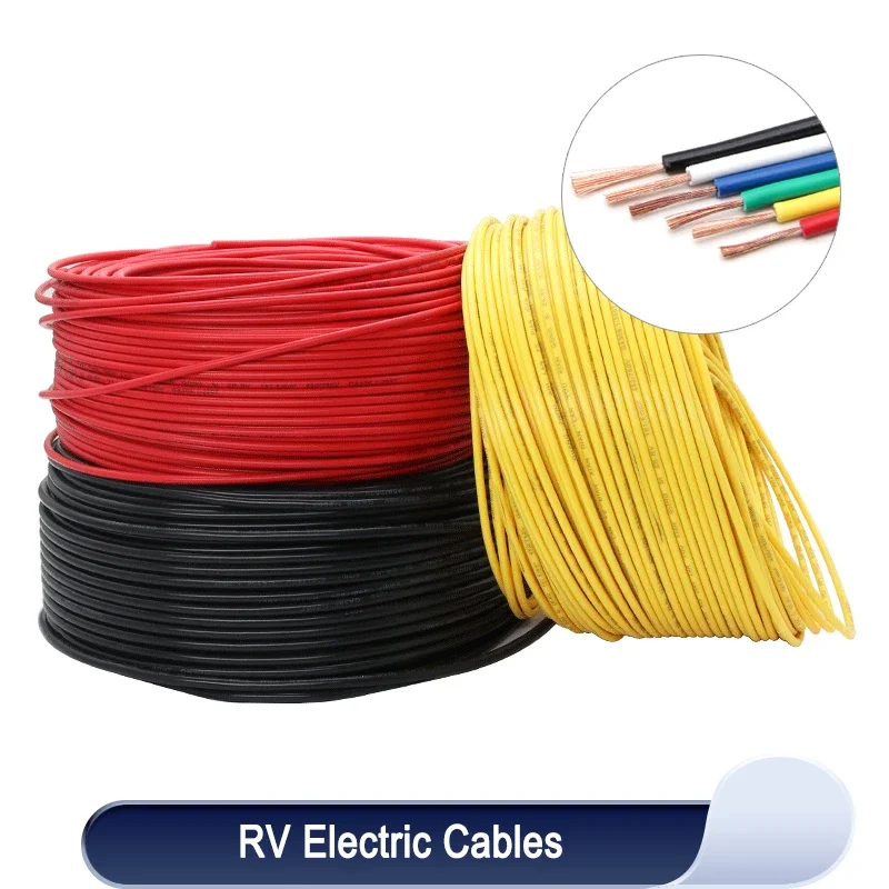 

2/5/10m RV Electric Cable Pure Copper Wire PVC Insulation 300V Single-Core Multi-Strand For Car Audio Wires