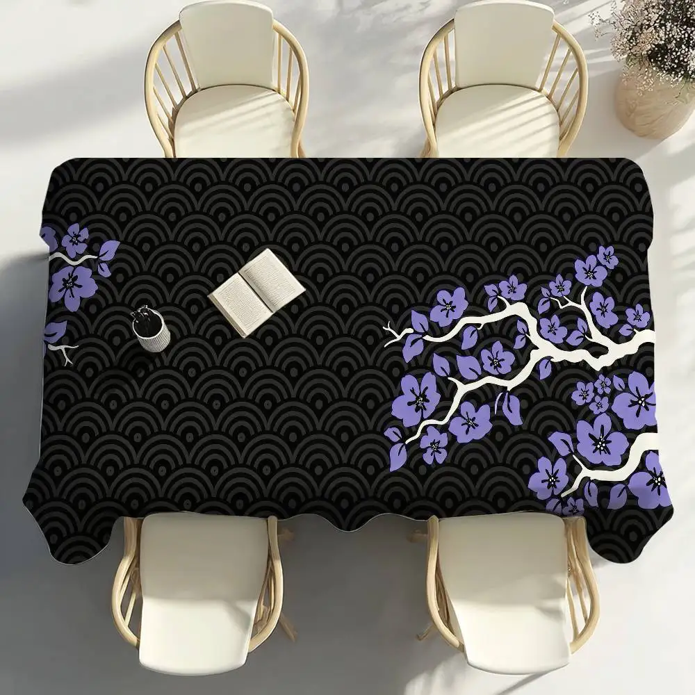 Japanese Style Pink Sakura Table Cloth Party Decor Dining Room Home Kitchen Patios Waterproof Stain-Proof Table Cloth
