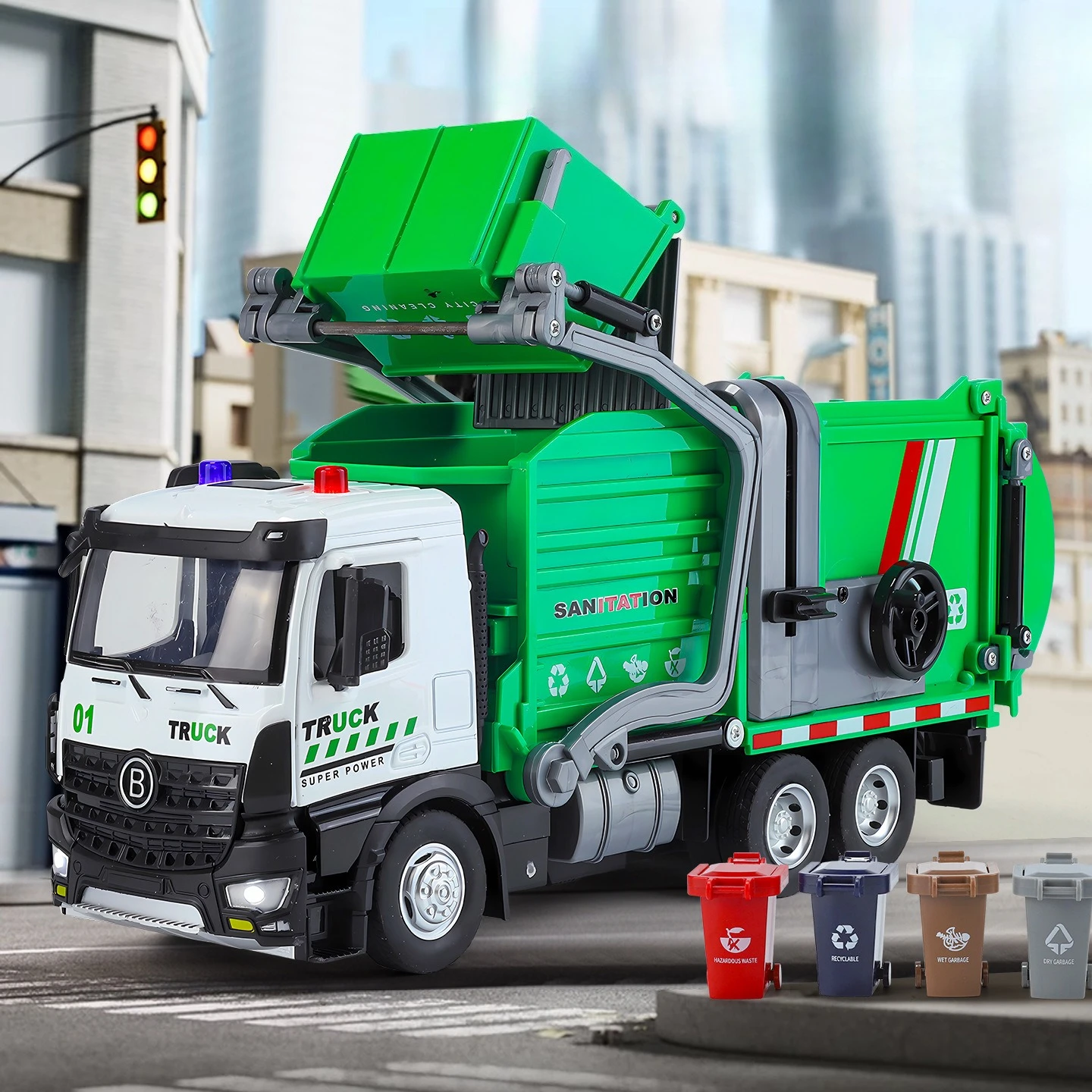 

Simulation Large Alloy Sanitation Garbage Truck Sprinkler Model Metal Toy Scenic Spot Wholesale Distribution