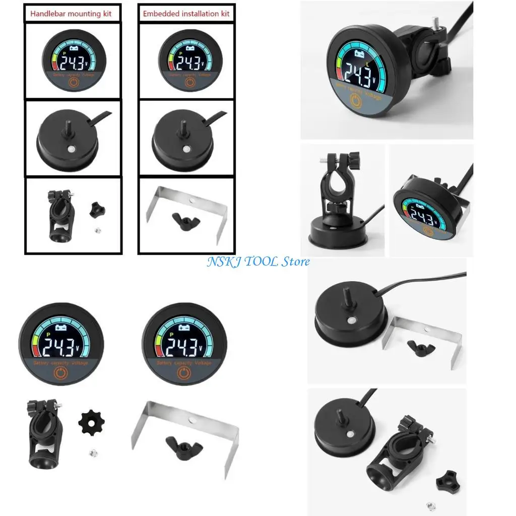 

L8RC 12V DCvoltmeter 8-100V Round Power Meter Double Wire Simple Installation