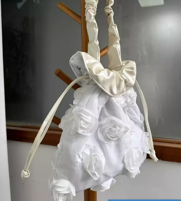 Mochila japonesa, bolso de hombro portátil con cordón de flores dulces y lindas, bolso de mano de tela para ir al trabajo de nueva moda de verano