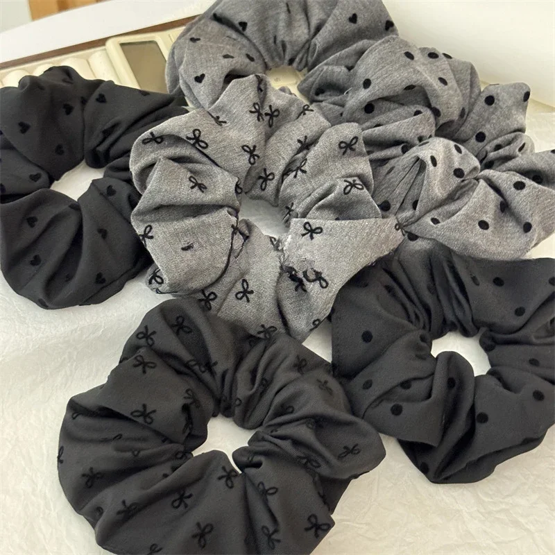 polka dot bow love hair rope retro large intestine hair band headrope ball head rubber band temperament head flower headband