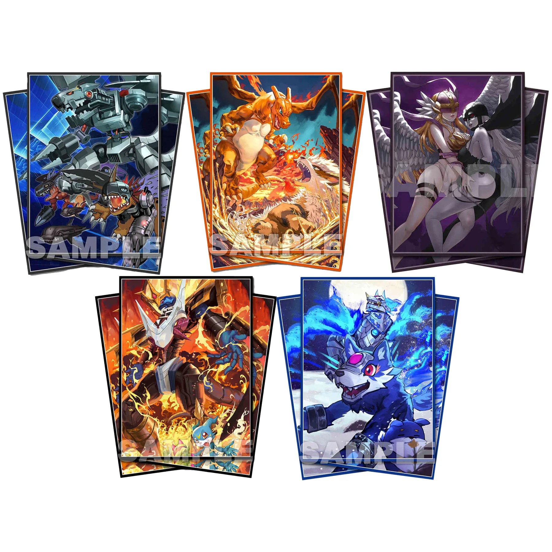 

60Pcs/set 67X92Mm Diy Digimon Loogamon Angewomon Card Sleeve Ws Ptcg Dtcg Jesmon Card Protection Cover Anime Card Gift Toys