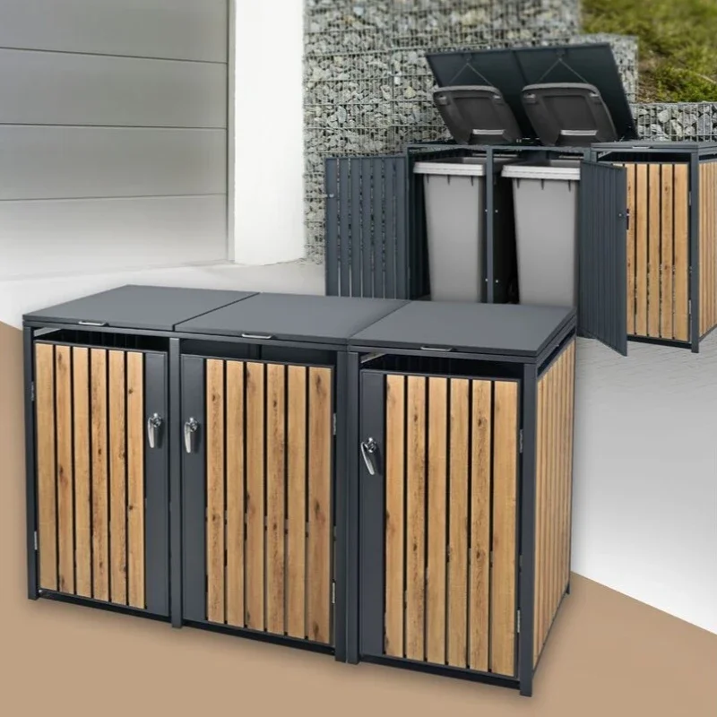 Waste Bin stainless Steel garden Trash Bin garbage can house garbage can cladding storage box