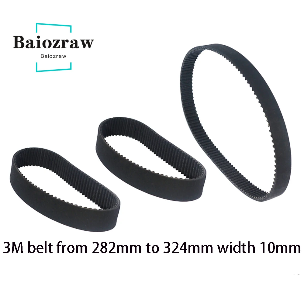 3D Printer HTD 3M Closed Loop Rubber Timing Belt 282 285 288 291 294 297 300 303 306 309 312 315 318 321 324mm Width 10mm HTD 3M