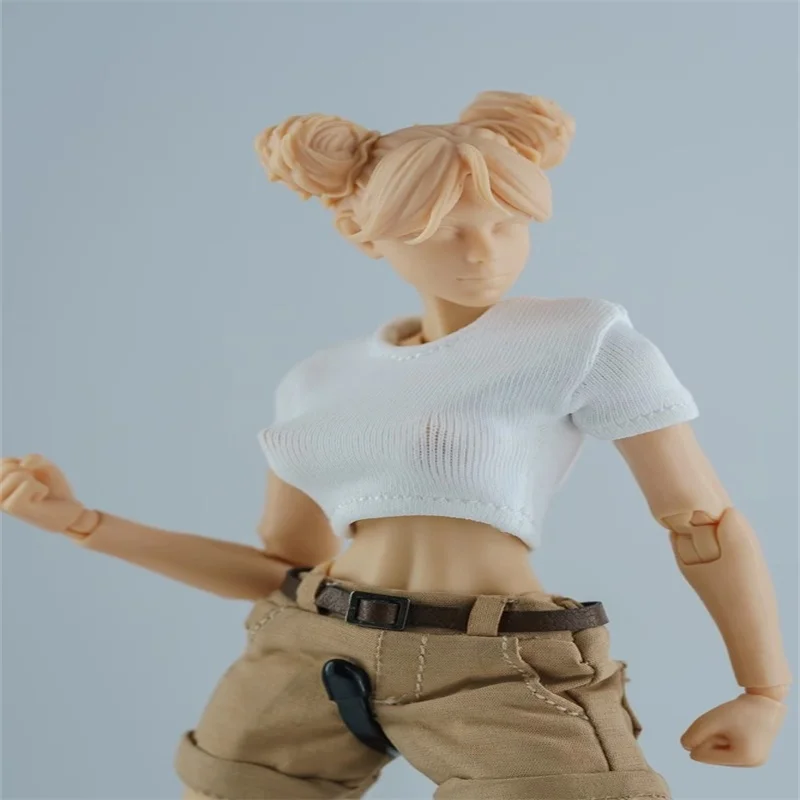 1/12 Female Soldier Fashion Off Waist T-shirt Leisure Workwear Shorts Pants Model Fit 6'' Action Figure Body In Stock