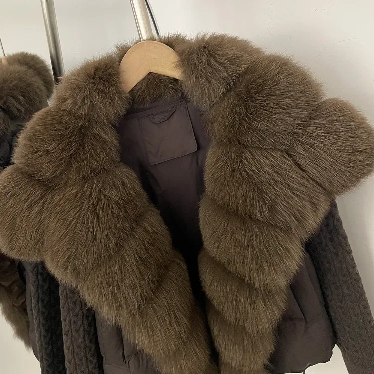 OFTBUY Neue Winter-Mode-Daunenjacke für Damen, Echter Fuchspelzmantel, Lässige Damen-Oberbekleidung, Kurzer Warmer Naturpelz-Puffermantel – Detail 28