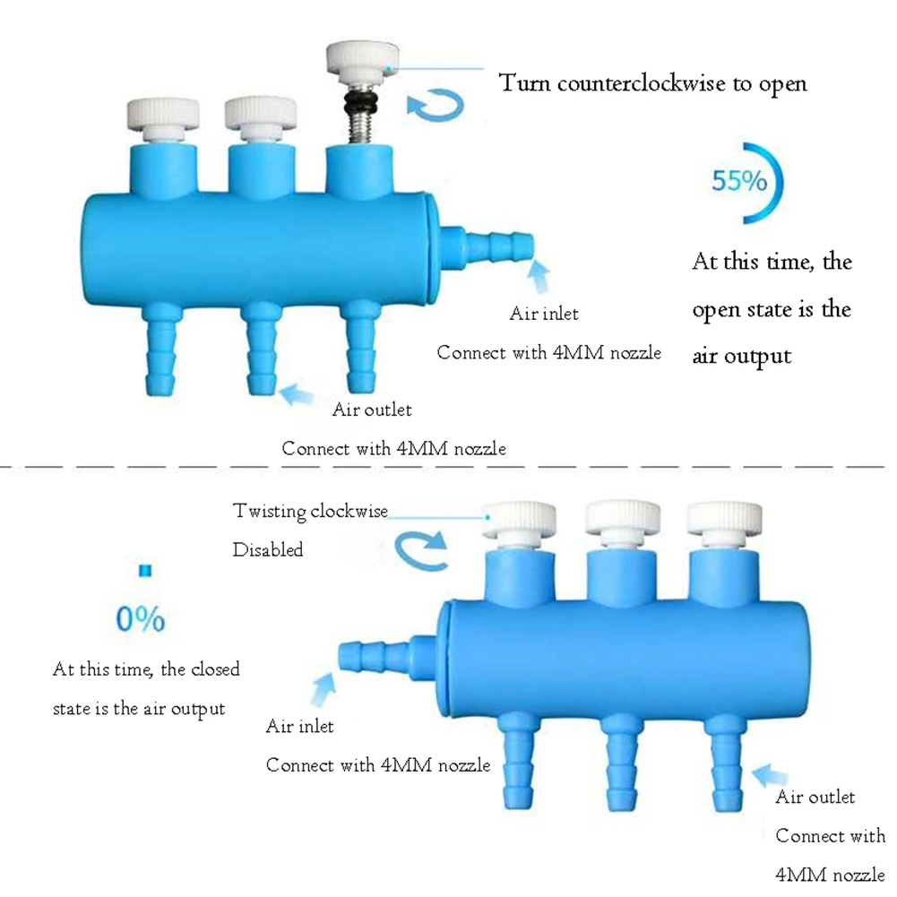 Aquarium Air  Pump  Hose  Splitter Air Distributor Adjustable Tracheal Shunt Single Hole Oxygen Booster Pump Adapter Accessories