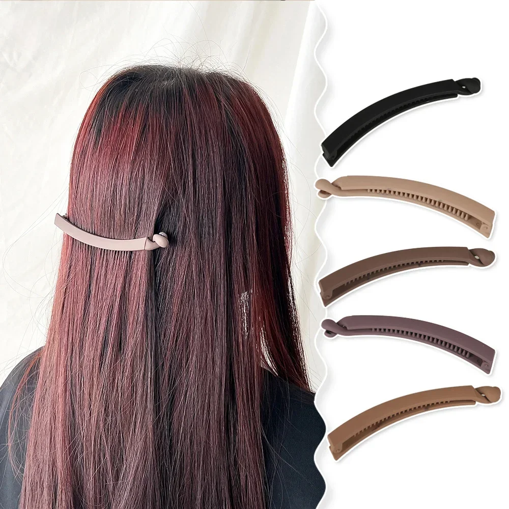 Frosted Ponytail Banana Clip Solid Color Korean Fashion Ponytail Holder Hairpin Clamp Grip Barrettes Hair Styling Accessories