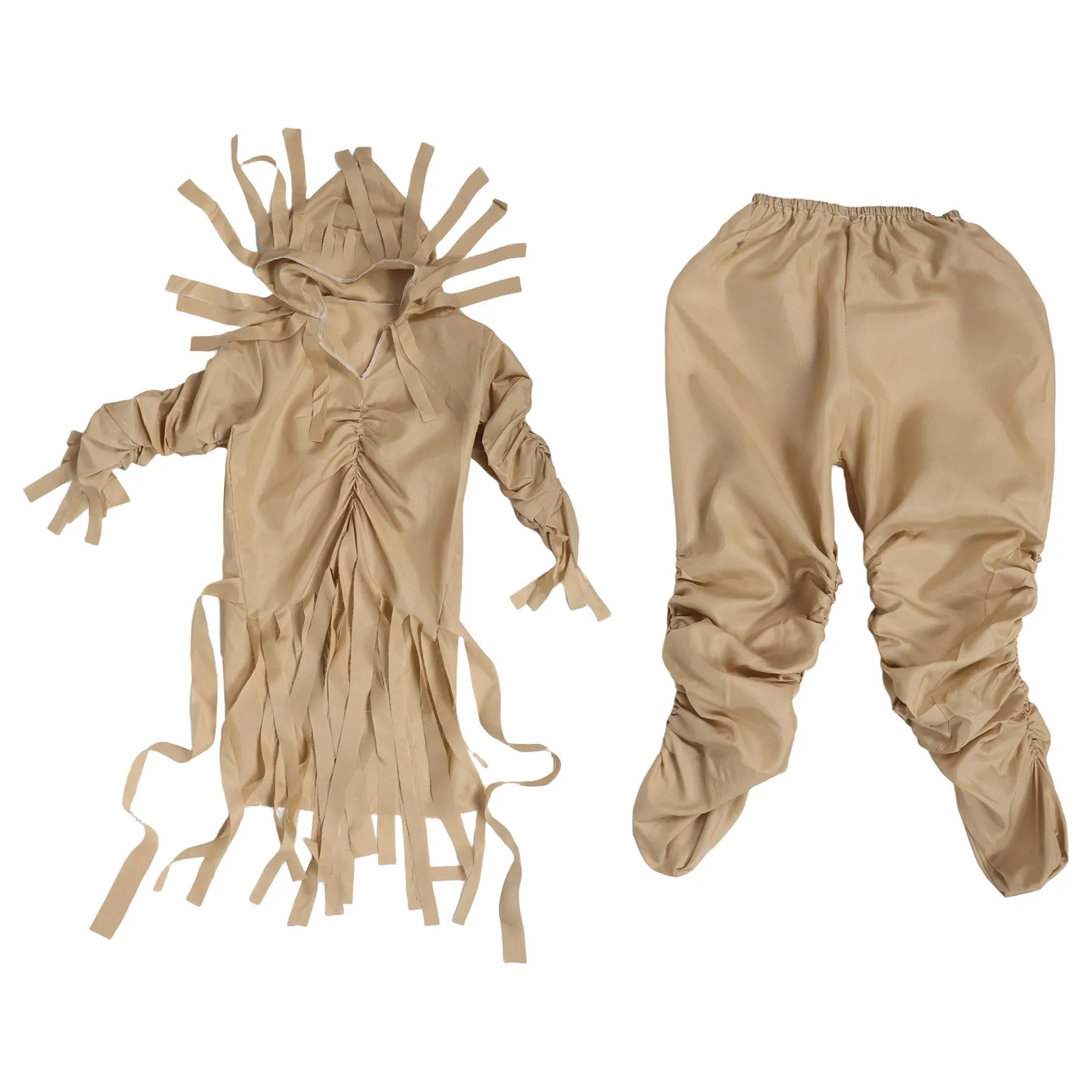 

1Set Kids Egyptian Mummy Costume Full Set Top Pants Shoes Halloween School Play Dress Up Mummy Costume for Kids