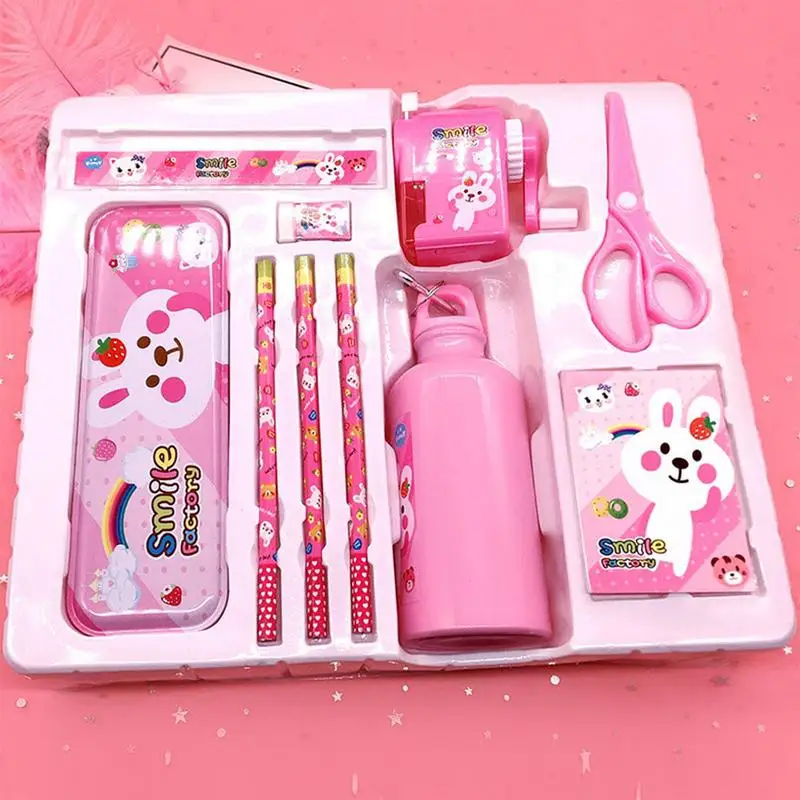 Cute Stationery Set Multi-function Cartoon Stationery Case Water Bottle Notebook Stationery Kit Kids Art And Crafts For Birthday