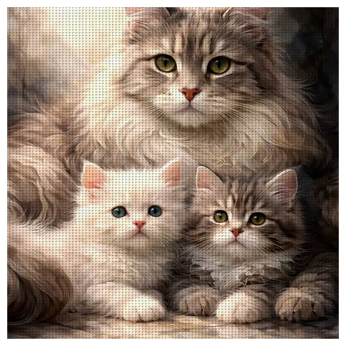 1 Stück 50X50CM/19,7 Zoll Niedliches Katzen-Motiv Kreuzstich-Set DIY-Kit 11CT/14CT DIY-Stickset DIY-Kreuzstich-Set – Detail 1