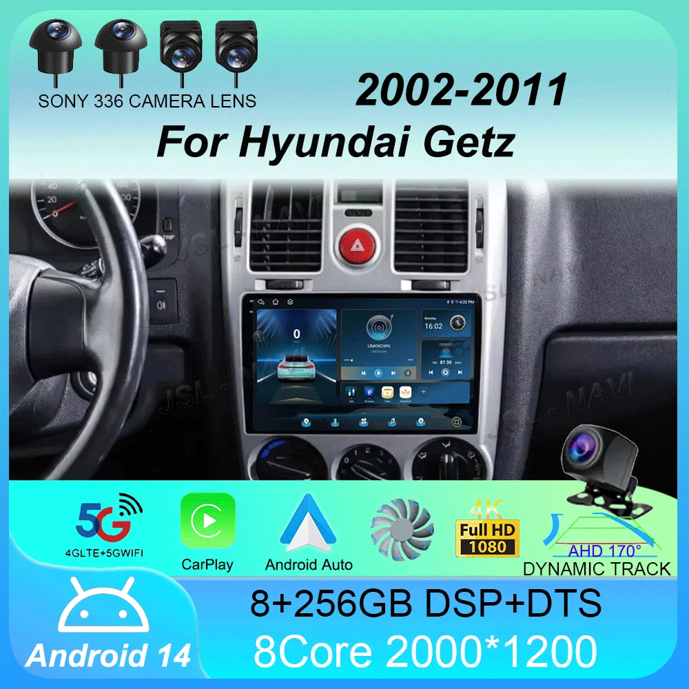 Car Radio Android 15 For Hyundai Getz 2002 - 2008 2009 2010 2011 Navigation GPS Multimedia Player Stereo WiFi+4G Carplay DSP BT