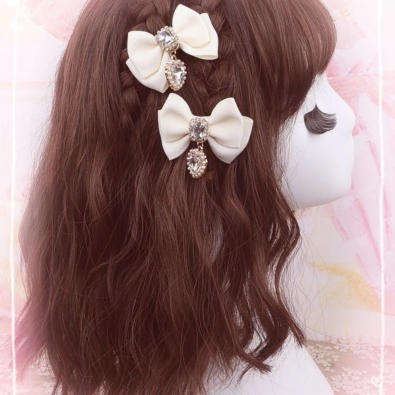 Bows hair clips popular hair catches lolita korean accessories for hair y2k bows for girls pink Lolita cosplay Popular Clips