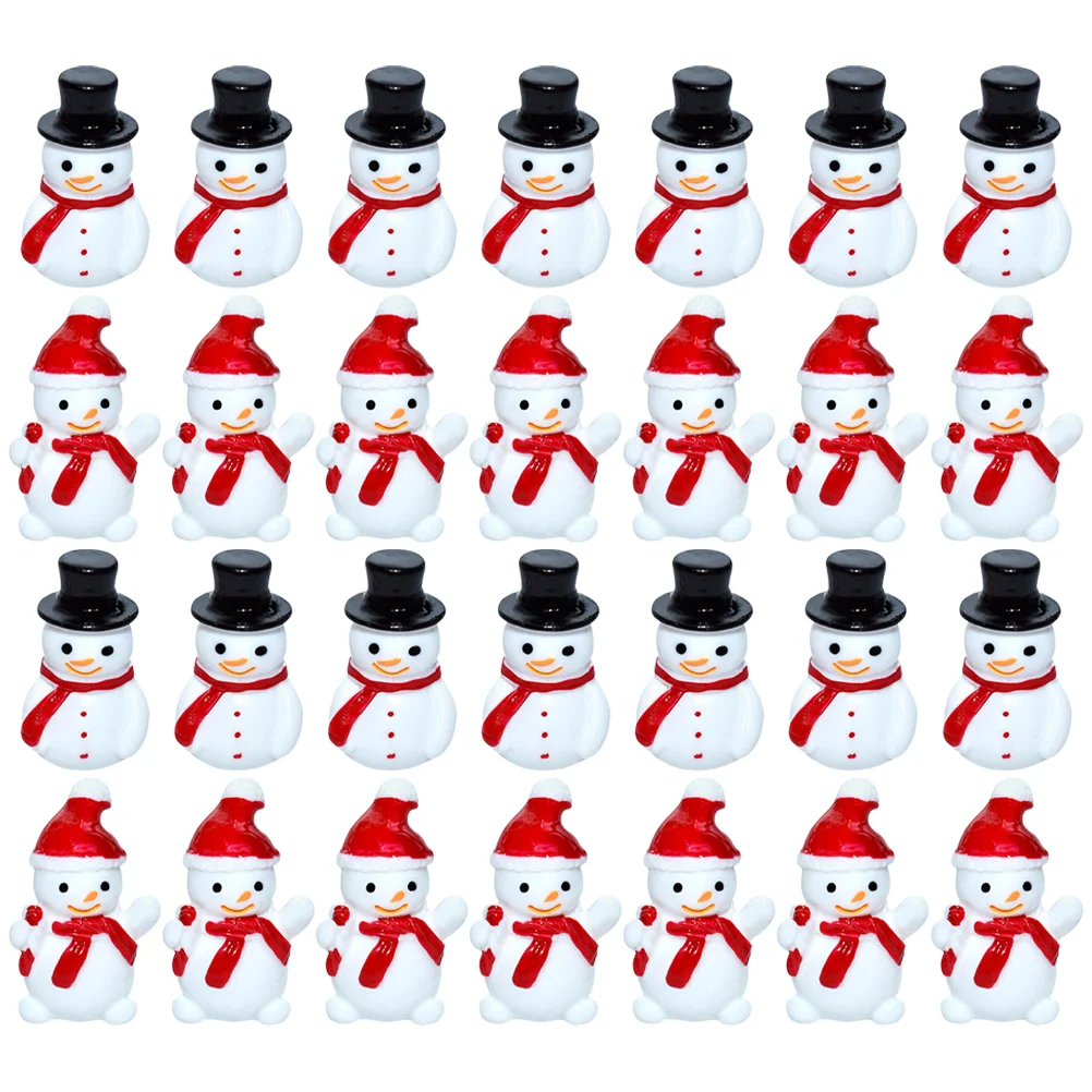 

40 Pcs Accessories Mini Snowman Statue Micro Landscape Ornaments Play House Toys (black Hat + Red Hat) 40pcs Christmas Plastic