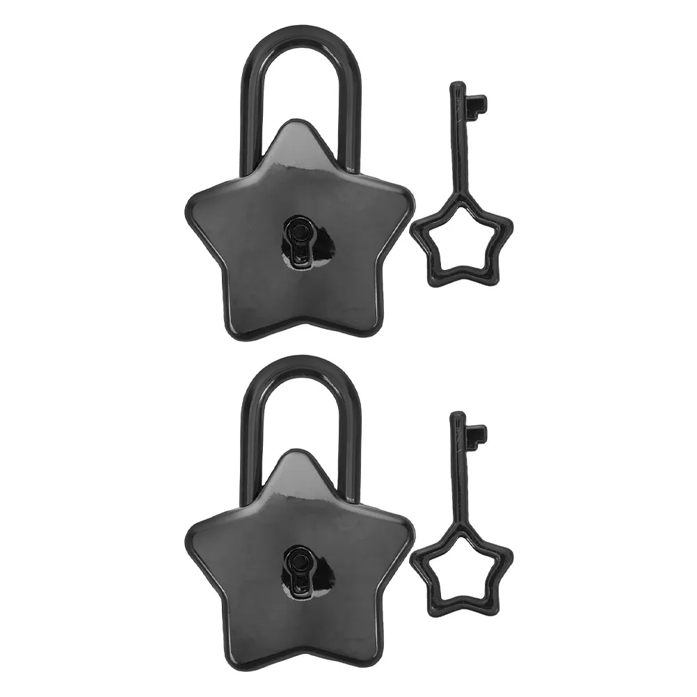 2Pcs Alloy Five Point Star Notebook Locks Keyed Padlocks for Travel Luggage Jewelry Diary Business Trip Travel Locks for Luggage