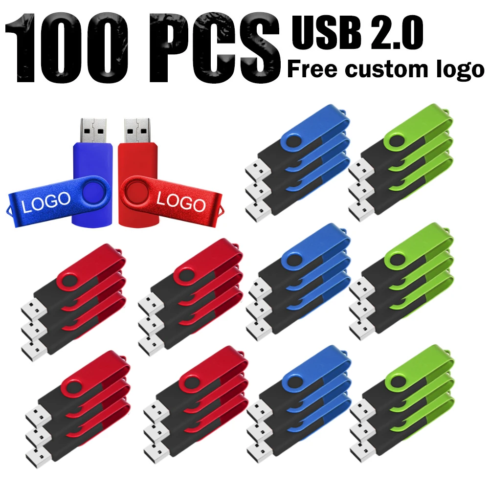 Free Custom 100PCS USB Flash Drive Pen Drive 256MB 512MB 1GB 2GB 4GB 8GB 16GB Pendrive Memory Stick 32GB 64GB usb Stick Gift