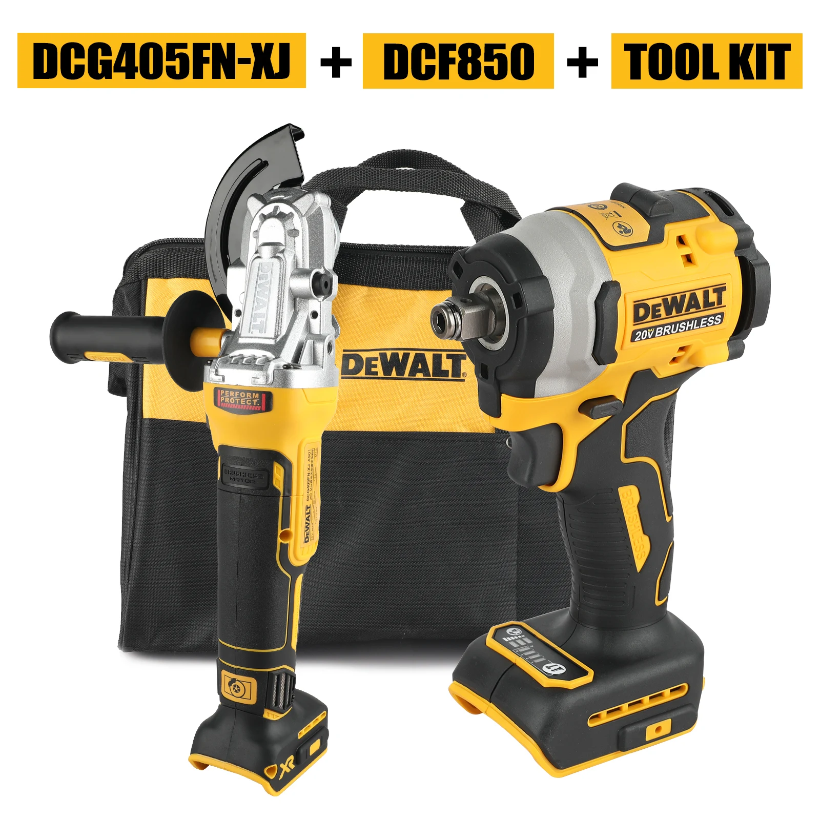 DeWalt Dcf850 Dcg405FNbag electric wrench angle grinder polishing machine 2 tool combination combination hand drill impact drill