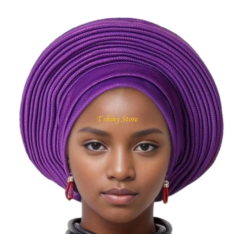 N58F Exaggerate Turban Hat Wedding Bonnet Hat Turban Hat Volumiser African Head Wrap